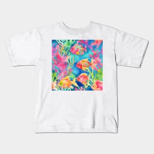 Tropical fish watercolor pattern Kids T-Shirt